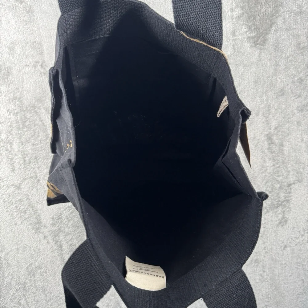 Barnes & Noble Premium‎ Organic In-Conversion Cotton Tote Black & Gold New